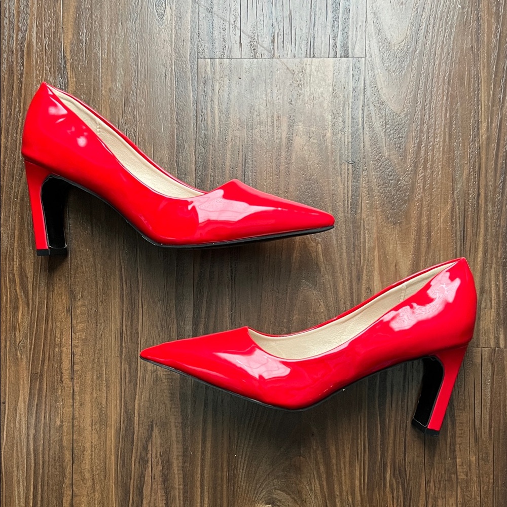 Red Faux Patent Leather Heels Size 11/42